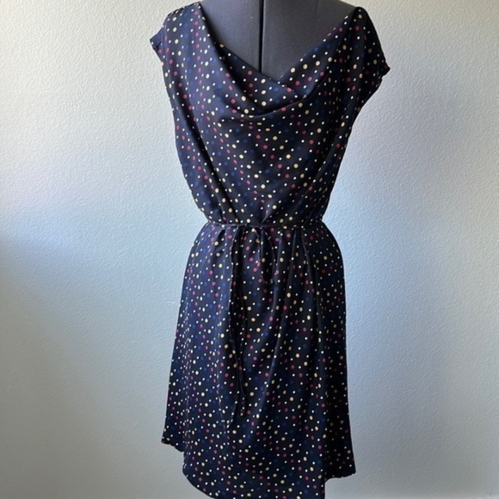 Tommy Hilfiger dress navy blue polkadot, size large, soft girl
